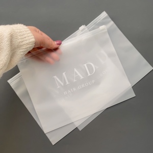 Luxury Matte Black Gold Logo Zipper Bags, Custom Logo Printed Waterproof Plastic Zip Pouches For Underwear Beauty Product - Product Image 5