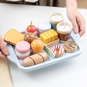 Enfants en bois Simulation Western Dessert cuisson petite cuisine jouet vaisselle semblant jeu de rôle boîte-cadeau cuisine jouet cuisson amusant - Product Image 1