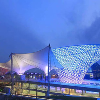 Structure de Tension Moderne en Membrane Transparente ETFE PTFE pour Bâtiments, Entrepôts, Hôtels, Écoles, Parcs, Villas et Abri Extérieur Contre la Pluie