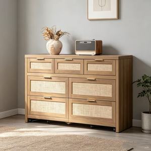 Best Seller Wide 7 <strong>Drawer</strong> Tall Dressers with Oversized Storage Space <strong>Rattan</strong> Dressers &amp; <strong>Chests</strong> <strong>of</strong> <strong>Drawer</strong> - Product Image 1