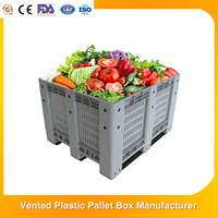 Caisse de stockage rectangulaire en plastique robuste, grande, ventilée, à mailles, pour palettes, de type Euro