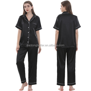 Luxury <strong>Women's</strong> Pajamas Custom Short Sleeves With Pants <strong>Pyjamas</strong> for <strong>Women</strong> Set Red <strong>Christmas</strong> Silk Satin Pijamas Two Piece Pajama - Product Image 3