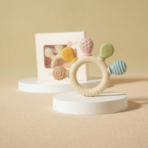 Set de Regalo para Bebé Recién Nacido, Juguetes de Dentición de Silicona de Grado Alimenticio, Libres de BPA, Cadena de Chupete Suave, Mordedores Sensoriales Relajantes, Personalizados - Product Image 1