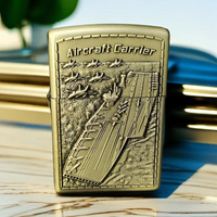 Briquet à cigarettes en métal pour fabricants, avec relief tridimensionnel porte-avions, cadeau, briquet coupe-vent au kérosène pour cigares et cigarettes