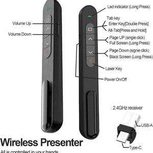 Stylo pointeur laser multifonctionnel 2,4 G sans fil avec connexion USB pour la <span class=keywords><strong>présentation</strong></span> <span class=keywords><strong>PPT</strong></span>, l'enseignement et les discours - Product Image 3