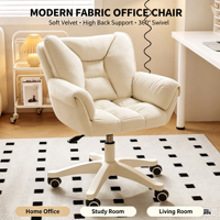 Chaise de bureau moderne en velours avec appui-tête et accoudoirs, réglable en hauteur, pivotante, pour salle de maquillage, design minimaliste moderne