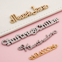 Accessoires pour sacs et chapeaux, étiquettes métalliques personnalisées pour vêtements, étiquettes métalliques à coudre pour maillots de bain, lettres métalliques dorées, logo pour vêtements