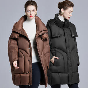 Veste d'hiver épaisse en duvet de canard blanc longue pour femmes, mode haut de gamme, personnalisée, anti-froid, mi-longue - Product Image 1