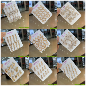 أقراط XUPING الأنيقة المطلية بالذهب مع زركون مربع الشكل، مجوهرات أنيقة للارتداء اليومي - Product Image 5