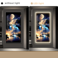 Peinture Diamant LED Moderne Scène Nocturne Magnifique Paysage Marin Vertical Accessoire Lumineux pour Salon et Hôtel Papier à Thème Paysage