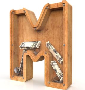 Hucha grande <span class=keywords><strong>de</strong></span> madera personalizada con letras <span class=keywords><strong>y</strong></span> diseño recortado, caja <span class=keywords><strong>de</strong></span> <span class=keywords><strong>ahorro</strong></span> <span class=keywords><strong>de</strong></span> dinero con letras del alfabeto - Product Image 1