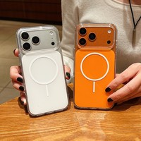 Coque magnétique transparente en acrylique pour iPhone 17, 16, 15, 14, 13 Pro Max, compatible avec la recharge sans fil pour iPhone 17, 18 Pro