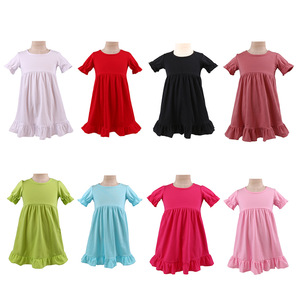 子供服夏無地子供女の子半袖ドレス子供カジュアルドレス衣装1-6年女の子ドレス - Product Image 2