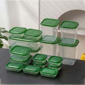 Boîte à lunch en plastique pour réfrigérateur, ensemble de récipients en plastique pour garder les aliments frais, bac à légumes, <span class=keywords><strong>bocaux</strong></span> avec couvercle, 17 pièces en gros - Product Image 2