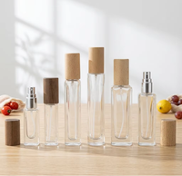 Bouteilles de parfum en verre en gros avec couvercle en bois, flacon de parfum portable, flacon d'échantillon cosmétique