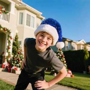 Paillettes Paillettes Noël Père Noël Chapeau Hommes Femmes Enfants Velours Extra Épaissir Long Moelleux <span class=keywords><strong>Pompon</strong></span> Nouvel An Xmas Sparkly Santa Cap - Product Image 3