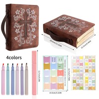 Housse de Bible en cuir brodée avec croix, poche zippée, poignée, logo personnalisé, imperméable, sac d'église portable, pour hommes et femmes chrétiens