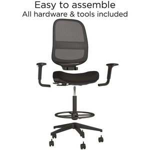 Silla de oficina Alera Kempton con respaldo de malla, silla elevadora para dibujo técnico con brazos ajustables, altura del asiento y soporte de anillo para reposapiés 275 - Product Image 4