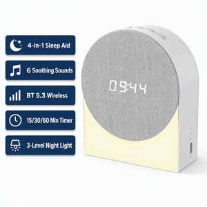 SM04 Máquina de Ruido Blanco 4 en 1, Altavoz Inalámbrico BT, Reloj Despertador Digital, Luz Nocturna con 3 Modos de Temporizador para un Sueño Profundo - Product Image 1