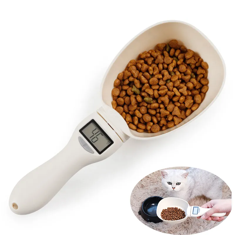 Büyük hacimli Pet gıda ölçü kaşıkları bardak hassas köpek kedi maması ayrılabilir mutfak gereçleri Scooper ile dijital ölçek Led ekran