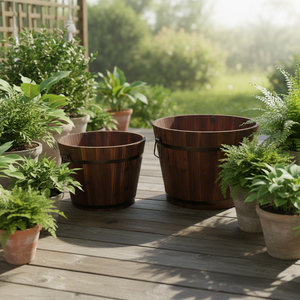 Bac à plantes en bois Hot Barrel <span class=keywords><strong>avec</strong></span> trous de drainage, pour intérieur et extérieur, jardinières surélevées décoratives pour plantes, herbes et légumes, application <span class=keywords><strong>jardin</strong></span> - Product Image 3