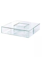 Table basse de salon de luxe artistique en verre trempé transparent, design italien minimaliste et créatif