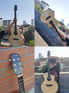 Guitarra Acústica Eléctrica con Diseño Nuevo, Trastes Redondeados, Acabado Brillante, Cuerpo Electroacústico JF de Abeto - Product Image 6