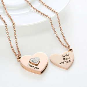 Collar de Acero Inoxidable con Forma de Corazón para Mejores Amigos, Juego de Collares para Parejas, Candado de <span class=keywords><strong>Amor</strong></span> con Circonita Blanca, Grabado Láser con Nombre, Día de San Valentín - Product Image 4