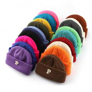 Conception personnalisée de haute qualité Unisexe Hiver Adulte Chaud Casquette Chapeau Broderie Logo Acrylique Crâne Tricoté Cuffed Beanie - Product Image 1