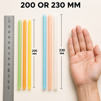 Pailles comestibles personnalisées en amidon, saveurs et couleurs de fruits mélangés, longueurs 200mm 230mm, diamètres 6mm 8mm 12mm, solution durable