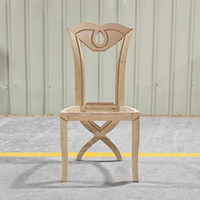 Chaise de salle à manger avec cadre en bois de caoutchouc massif, assise couleur naturelle, cadre de chaise brut, cadre de chaise non assemblé