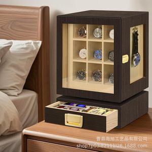 Wooden <b>Watch</b> Storage Box Rectangle Desktop 4 Layers With Drawers For Men Women Jewelry Display <b>Case</b> - Product Image 3