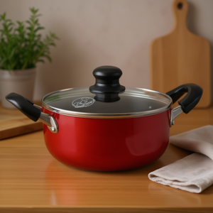 หม้อดัตช์โอเว่น Mighty Bright ขนาด 2 ควอร์ต สีแดงเมทัลลิก ทำจากอะลูมิเนียม พร้อมฝาแก้ว เคลือบสารกันติดแบบเคลือบอีนาเมล ใช้ได้กับเตาแก๊สและเตาแม่เหล็กไฟฟ้า - Product Image 2