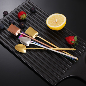 304 Stainless Steel Long Handle Square Head <b>Spoon</b> Shovel Creative Ice <b>Spoon</b> For Bars <b>Coffee</b> Stirring Seasoning <b>Spoon</b> - Product Image 1