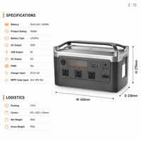 Station de recharge solaire portable 1,6 kWh pour camping-car et camping en extérieur, charge rapide, multi-ports