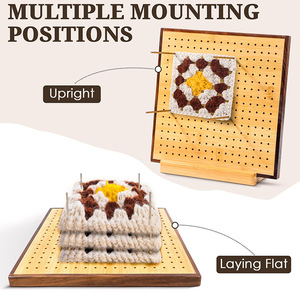 Planche de <span class=keywords><strong>blocage</strong></span> au crochet avec épingles <span class=keywords><strong>Tapis</strong></span> de <span class=keywords><strong>blocage</strong></span> carrés Granny pour tricoter avec 20 épingles à tige en acier inoxydable - Product Image 3