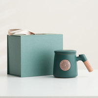 Ensemble cadeau avec logo personnalisé, ensemble de tasses à long manche promotionnelles, ensemble de 3 tasses en céramique filtrantes, boîte cadeau, tasses de 400 ml