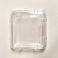 Boîte d'emballage alimentaire carrée jetable en PET transparent avec couvercle, boîte de rangement transparente pour pâtisserie, biscuits, fruits et friandises
