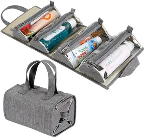 Sac de maquillage suspendu, Kit de toilette, organisateur de voyage pour femmes, 4 sacs de rangement amovibles, organisez d'abord le maquillage cosmétique