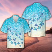 Chemise Hawaïenne Personnalisée Tortue de Mer Impression à la Demande POD Chemise Aloha Tortue Océanique Personnalisée Livraison Directe Sans Minimum
