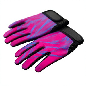 Gants gaéliques à doigts entiers, motif rose et bleu, en PU, antidérapants, pour l'extérieur, unisexes, toutes saisons, fermeture à boucle et crochet - Product Image 5