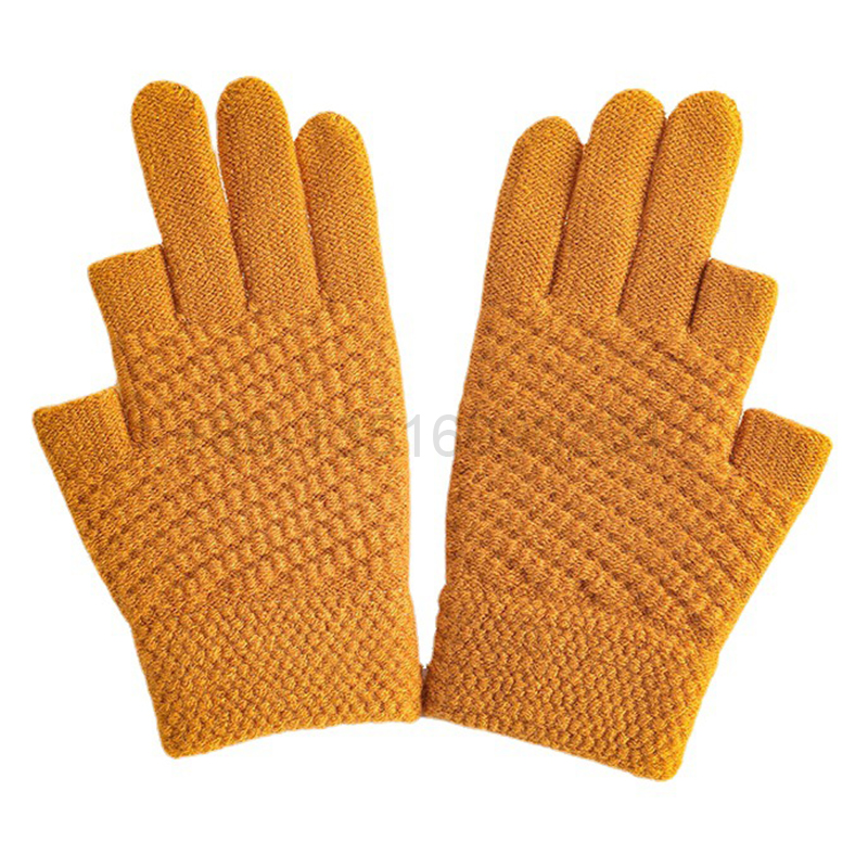 Митенки без пальцев с двумя наконечниками, оригинальные зимние акриловые перчатки для текста, оригинальные жаккардовые кашемировые вязаные волшебные перчатки с начесом и логотипом