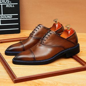 Chaussures Homme Classiques Haut de Gamme en Cuir Véritable, Style Affaires, Tendance, à Enfiler, Semelles Épaisses, Imperméables, Bout Carré - Product Image 3