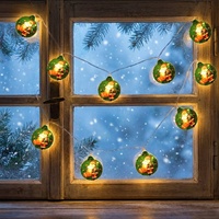 Guirlande lumineuse LED Père Noël, 10 lumières LED à piles avec motifs festifs pour la décoration de fenêtre de Noël
