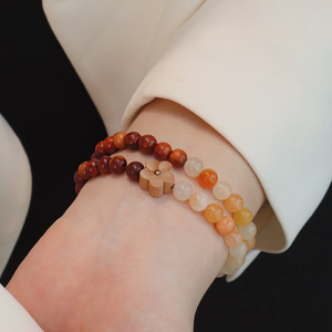 Perle di preghiera in legno di pesco e agata, con doppio cerchio, in seta dorata e giada, con perle di trasporto in legno e perle Buddha, in legno di albero acido e pera nera. - Product Image 2