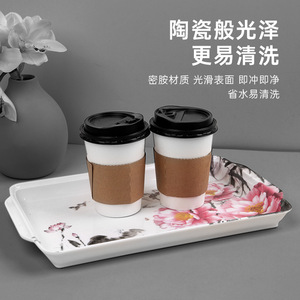 Floral Melamine Serving <b>Tray</b> Rectangular Food Grade Durable Household Storage <b>Tray</b> - Product Image 4