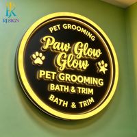 Enseigne circulaire rétroéclairée en métal acrylique, panneau rond avec lettres 3D LED Halo Lit pour boutique, magasin de détail, façade de magasin, décoration murale, logo