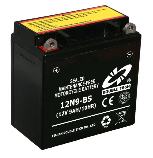 rechargeable lead acid battery 12v 9ah, starting 12N9-BS plante type battery, motorcycle parts
