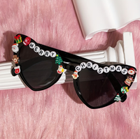 Cadeaux de fête de Noël Pafu, lunettes de fête de Noël, accessoires photo pour femmes, lunettes de soleil de Noël