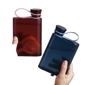 Outdoor Travel Portable <b>Clear</b> Colours Cute Flat Silicone Plastic Drinking <b>Water</b> <b>Bottle</b> With Lid Handle - Product Image 6